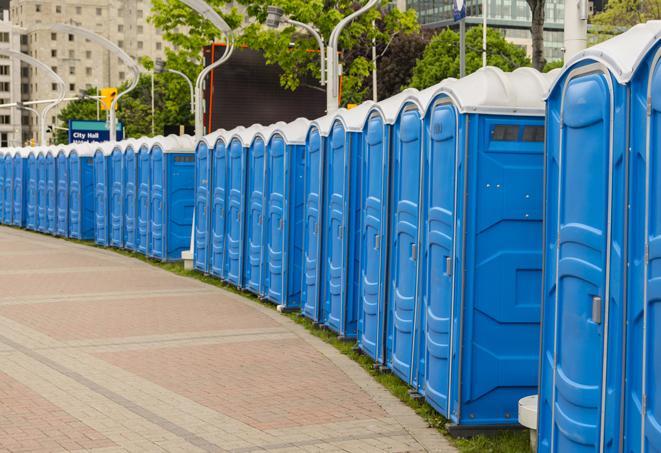 Seasonal porta potty units set up at a Gloversville, New York venue