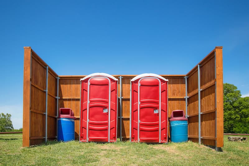 Short-term porta potty units staged for delivery in Gloversville, New York